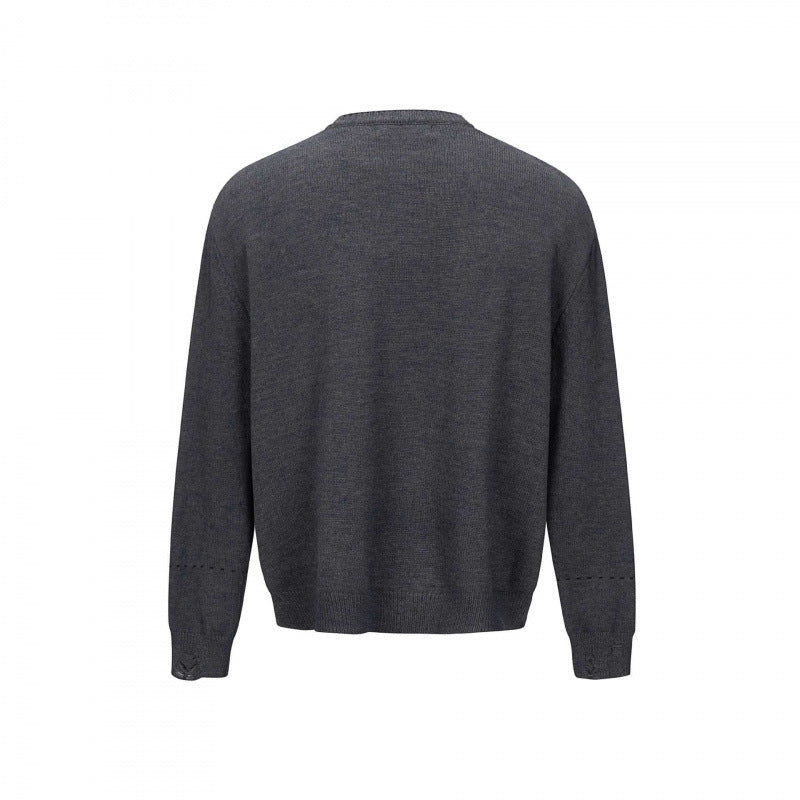 Unisex Boxy Knit Cardigan with Round Neck, Continuous Button Placket and Ribbed Finishes Fashion Glam