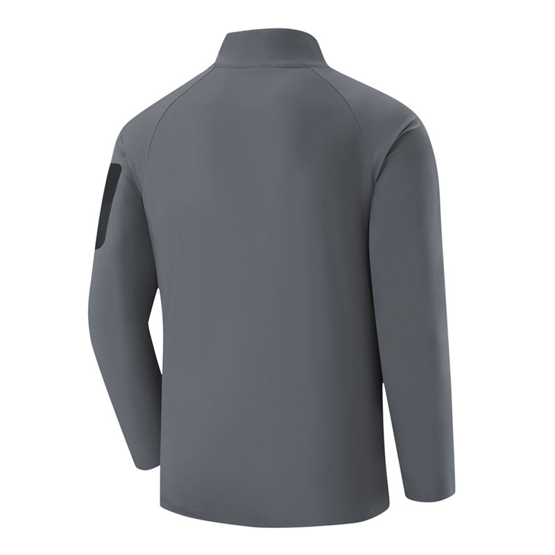 Men's Breathable Functional Long Sleeve Shirt with Stand Collar, 1/4 Zipper and Sleeve Utility Pocket Fashion Glam