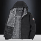 Men's Insulated Fleece Hoodie Jacket with Sherpa Lining and Two-Way Zipper Fashion Glam