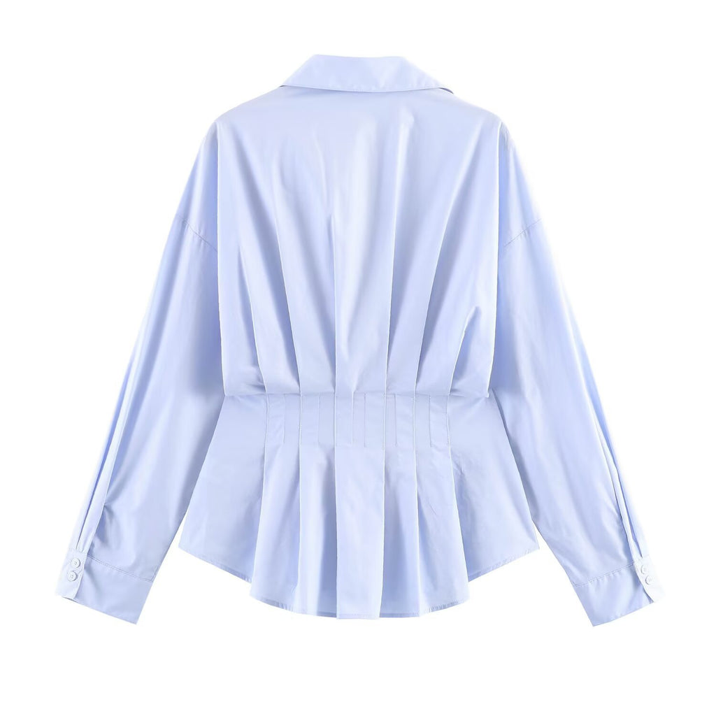 Women's tailored pleated blouse with peplum Fashion Glam