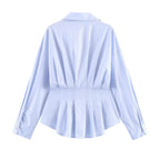 Women's tailored pleated blouse with peplum Fashion Glam