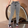 Ladies High-Waisted Super Stretch Skinny Jeans with Vintage Wash and Sculpting Waistband Fashion Glam