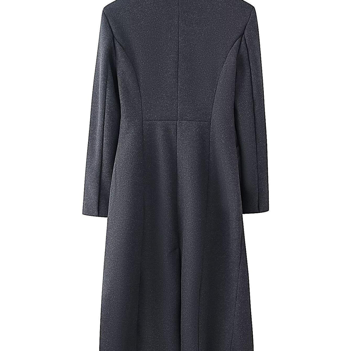 Ladies Elegant Wool Blend Long Coat with Shawl Collarless Look and Single Button Closure Fashion Glam