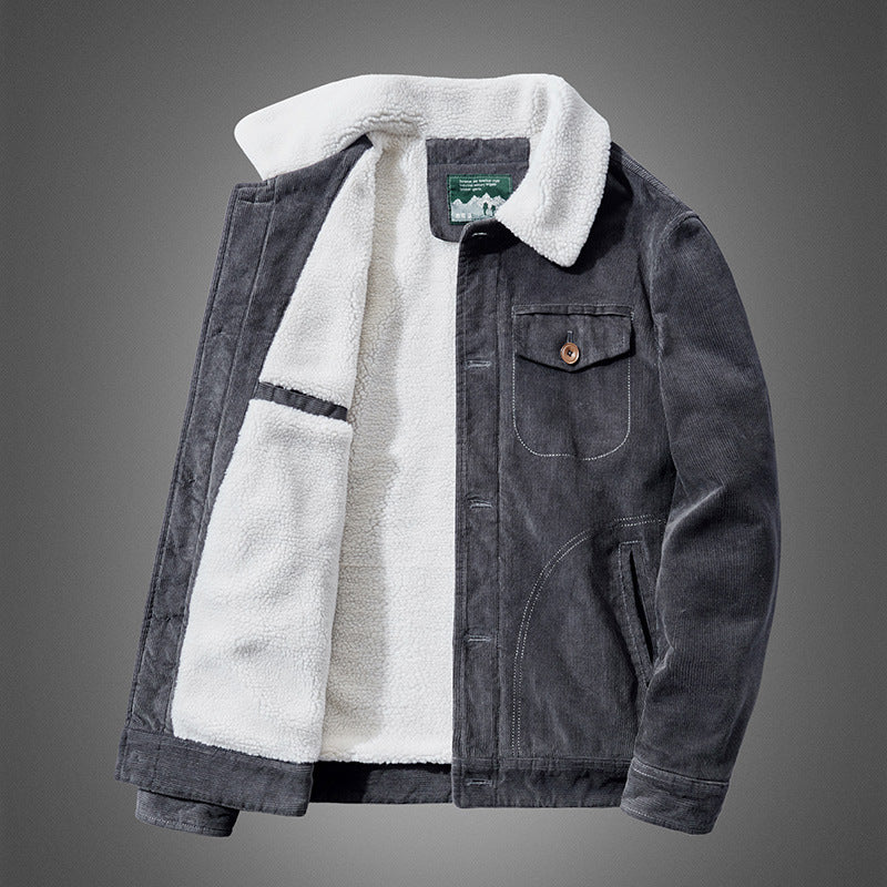 Men's cord jacket with sherpa lining, shirt collar and pocket detail Fashion Glam
