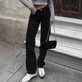 Women's cargo denim pants with large thigh pocket and wide straight-leg Fashion Glam
