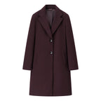 Ladies Elegant Wool Blend Coat in Straight Silhouette with Notched Collar and Piped Insert Pockets Fashion Glam