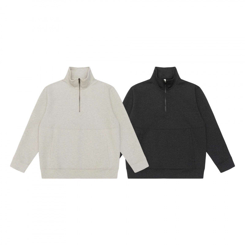 Unisex Oversize Sweatshirt with half zip, stand-up collar and kangaroo pocket Fashion Glam