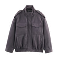Women's field jacket with stand-up collar, shoulder flaps and elastic hem Fashion Glam