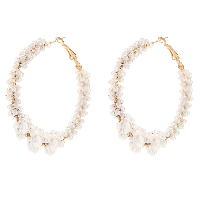 Women’s hoops with artistic pearl design Fashion Glam