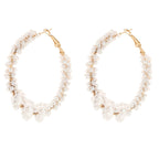 Women’s hoops with artistic pearl design Fashion Glam