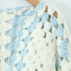 Women Crocheted Granny-Square Cardigan with Wide Sleeves and Ties Fashion Glam