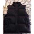 Men's Padded Sleeveless Quilted Vest with Stand Collar and Concealed Snap Placket Fashion Glam