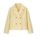 Women’s short coat in peacoat style made of wool blend with boxy oversized silhouette Fashion Glam