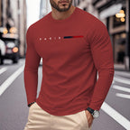 Men's Long Sleeve T-Shirt with Modern Paris Print and Elastic Hem Fashion Glam