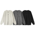 Unisex Boxiger Fine Knit Cardigan with Round Neck, Raglan Sleeves and Partial Button Placket Fashion Glam
