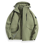 Men's Lightweight Softshell Rain Jacket with Detachable Fleece Lining, Sealed Seams and Multifunctional Pockets Fashion Glam
