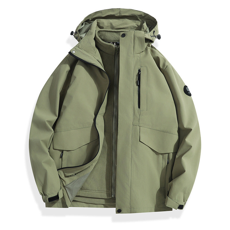 Men's Lightweight Softshell Rain Jacket with Detachable Fleece Lining, Sealed Seams and Multifunctional Pockets Fashion Glam