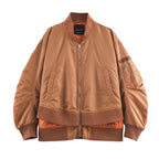 Women's Oversize Bomber Jacket with padded quilted lining, sleeve zip pocket and wide ribbed cuff Fashion Glam