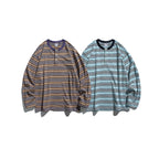 Unisex Oversize Long Sleeve with maritime stripe pattern and functional zippered chest pocket Fashion Glam