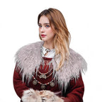 Ladies' shoulder stole made of long-fiber artificial fur with dramatic shaggy collar Fashion Glam