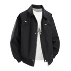 Men's Oversize Utility Coach Jacket with Zipper, Snap Placket, and Elastic Cuffs Fashion Glam