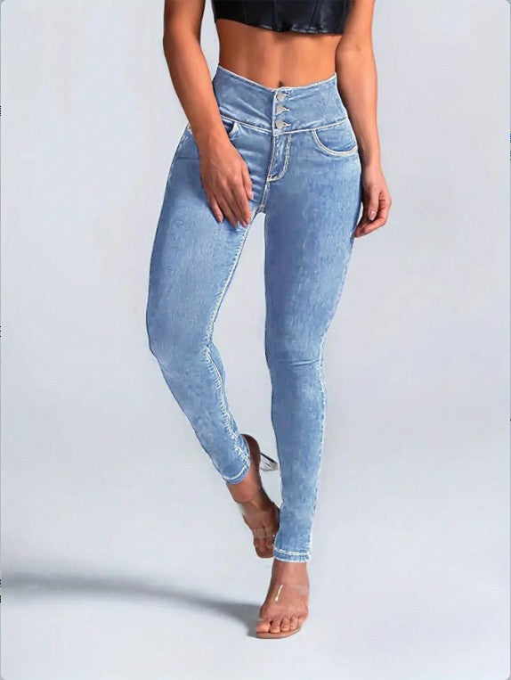 Women's Sculpting High Waist Skinny Jeans with V-Shaped Waist Fashion Glam