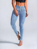Women's Sculpting High Waist Skinny Jeans with V-Shaped Waist Fashion Glam