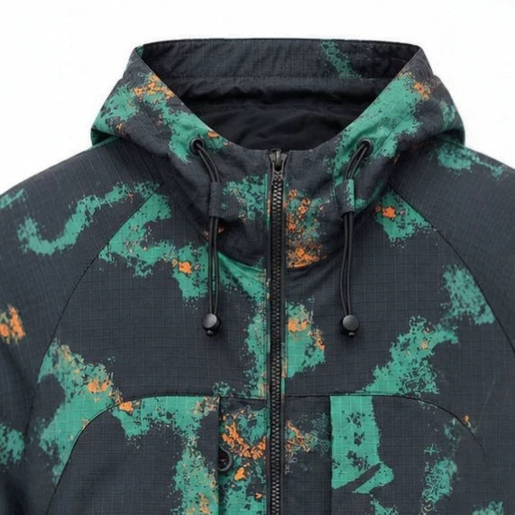 Men's Technical Camouflage Outdoor Jacket with Hood, Ripstop and Multifunctional Pockets Fashion Glam
