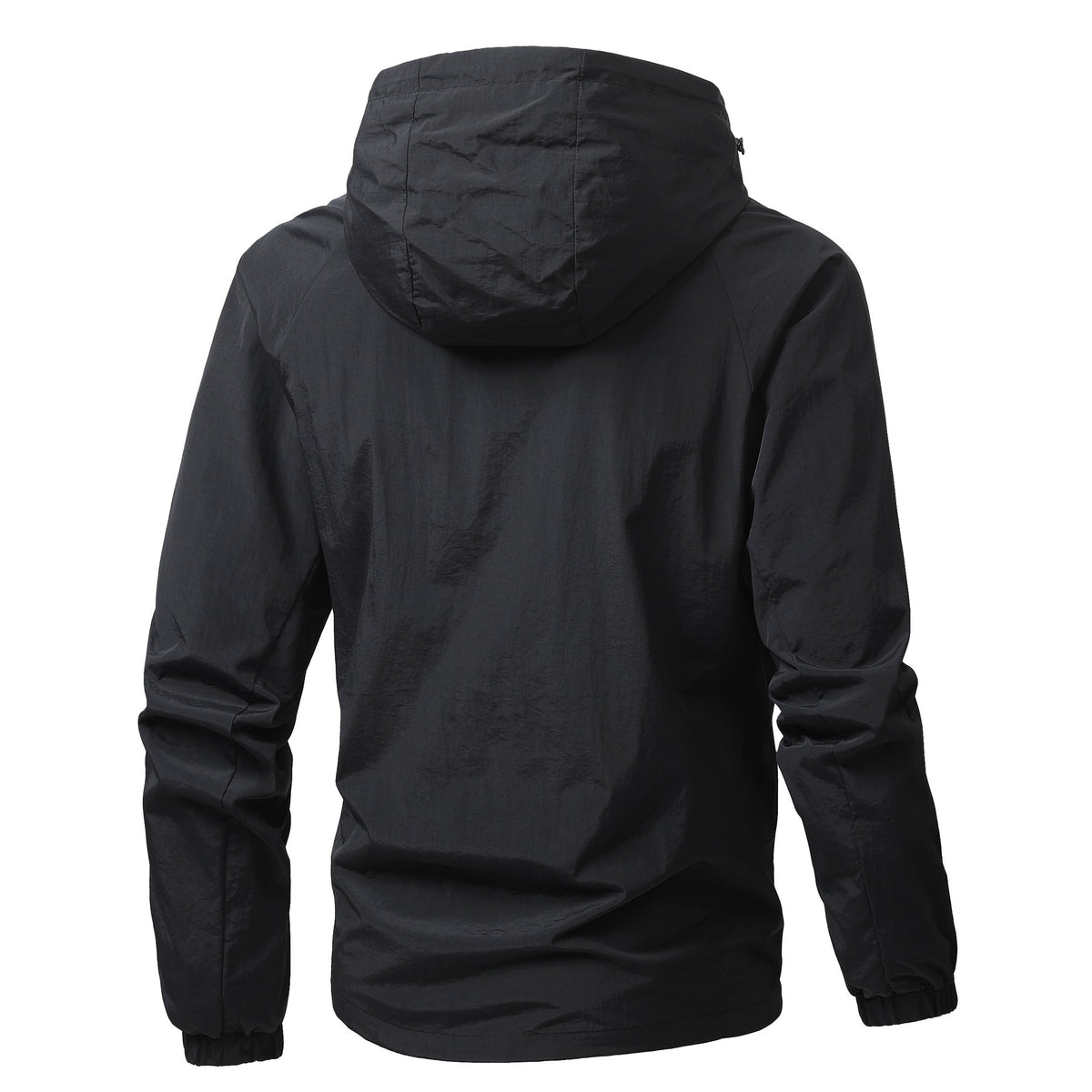 Men's Lightweight Windproof Hooded Outdoor Jacket with Full Zipper and Elastic Cuffs Fashion Glam