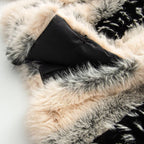 Women's Short Cut Faux Fur Jacket with Striped Fur Texture Fashion Glam