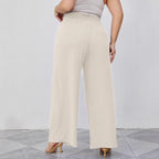 Women's Wide Culottes in Linen Look with Paperbag Waist, Tied Belt and Side Pockets Fashion Glam