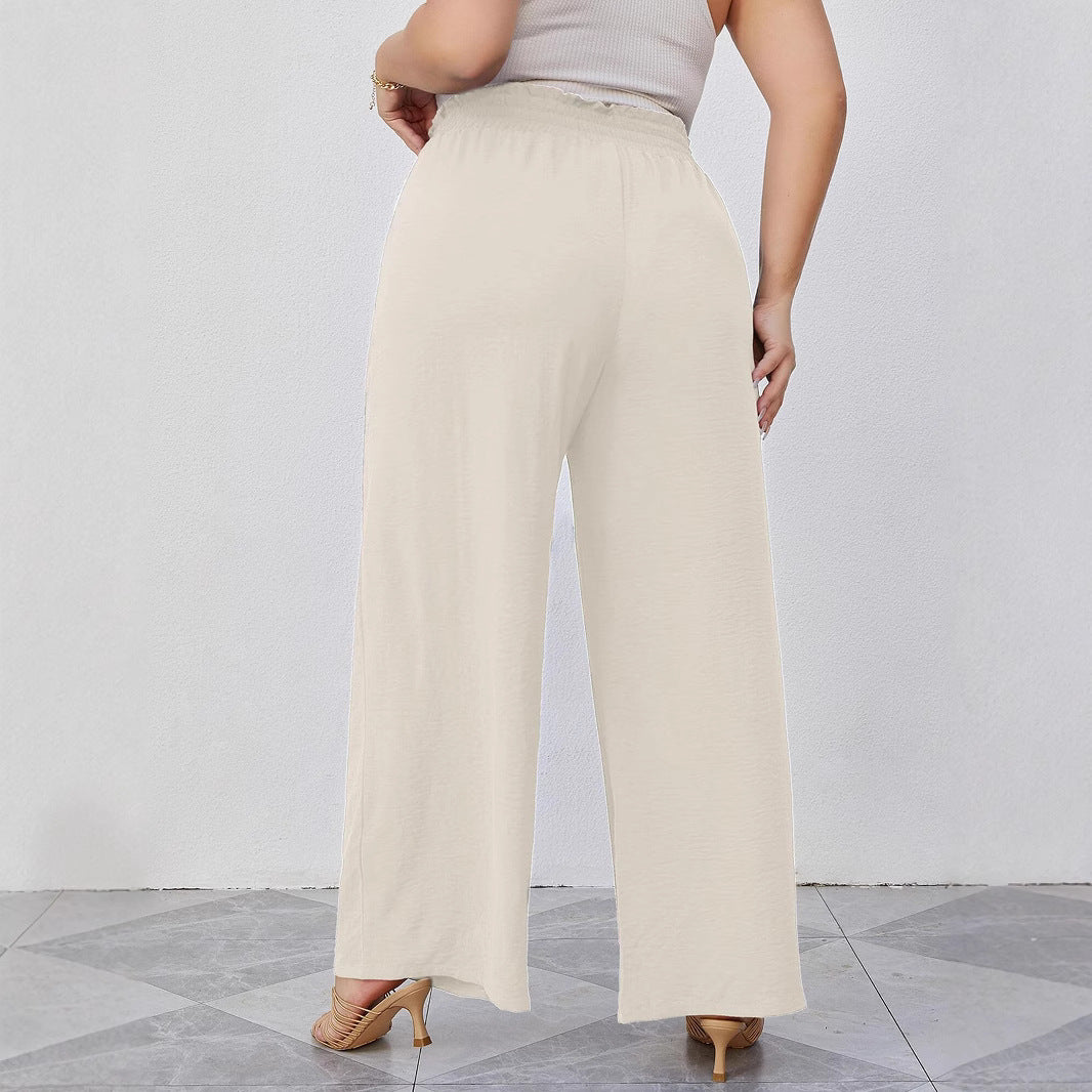 Women's Wide Culottes in Linen Look with Paperbag Waist, Tied Belt and Side Pockets Fashion Glam