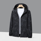 Men's Lightweight Hooded Windbreaker with Botanical Allover Print and Elastic Cuffs Fashion Glam