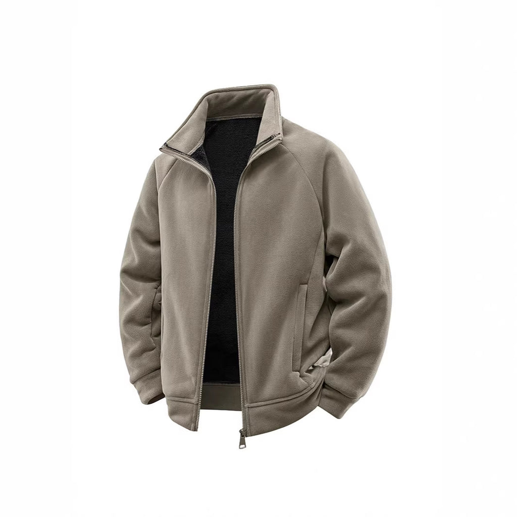 Men's fleece thermal jacket with double-layer teddy inner lining and high stand-up collar Fashion Glam