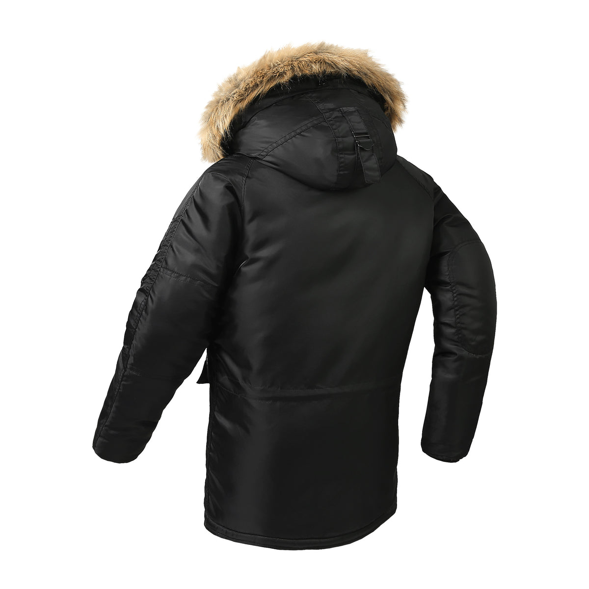 Men's longer thermal insulated parka with faux fur hood and utility pockets Fashion Glam