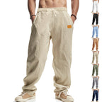 Men's Casual Linen Pants with Elastic Waist and Practical Pockets Fashion Glam