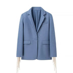Women's Oversize Suede Look Blazer with Extra Long Fringe Trim and Contrast Stitch Fashion Glam