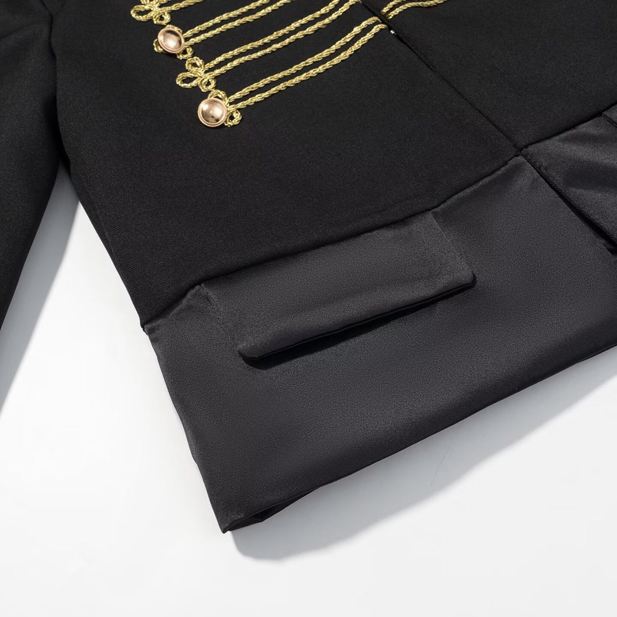 Ladies short parade jacket in uniform style with decorative cords and flap pockets Fashion Glam