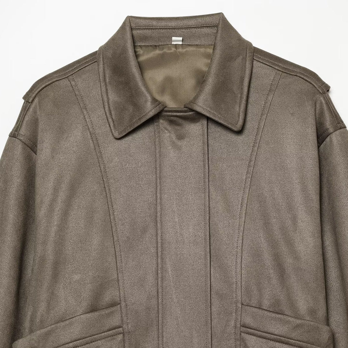 Women's Oversized Bomber Jacket in Vintage Velour Look with Kent Collar, Patch Pockets and Elastic Hem Fashion Glam