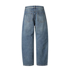 Ladies high-waisted jeans with pleats, straight cut and wide leg Fashion Glam