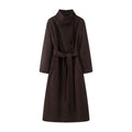Women oversized wool blend coat with stand-up collar and tie belt Fashion Glam