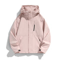 Women Oversize Softshell Hooded Jacket with Drop Shoulder, Concealed Zippers and Drawstring Fashion Glam