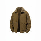 Men's Military Inspired Thermal Bomber Jacket with Teddy Lining, Arm Pocket and Snap Flap Pockets Fashion Glam