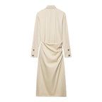 Ladies' shirt dress with knot tie belt, flap pockets and slim waist Fashion Glam