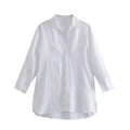 Women's Lightweight Oversized Shirt with High Back Hem, Linen Look and Concealed Button Placket Fashion Glam
