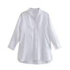 Women's Lightweight Oversized Shirt with High Back Hem, Linen Look and Concealed Button Placket Fashion Glam