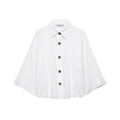 Women's Oversized Shirt Jacket with Three-Quarter Kimono Sleeves and Patch Pockets Fashion Glam