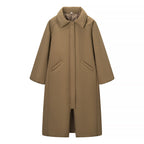 Women's oversized padded cocoon coat with concealed button placket and dropped shoulders Fashion Glam