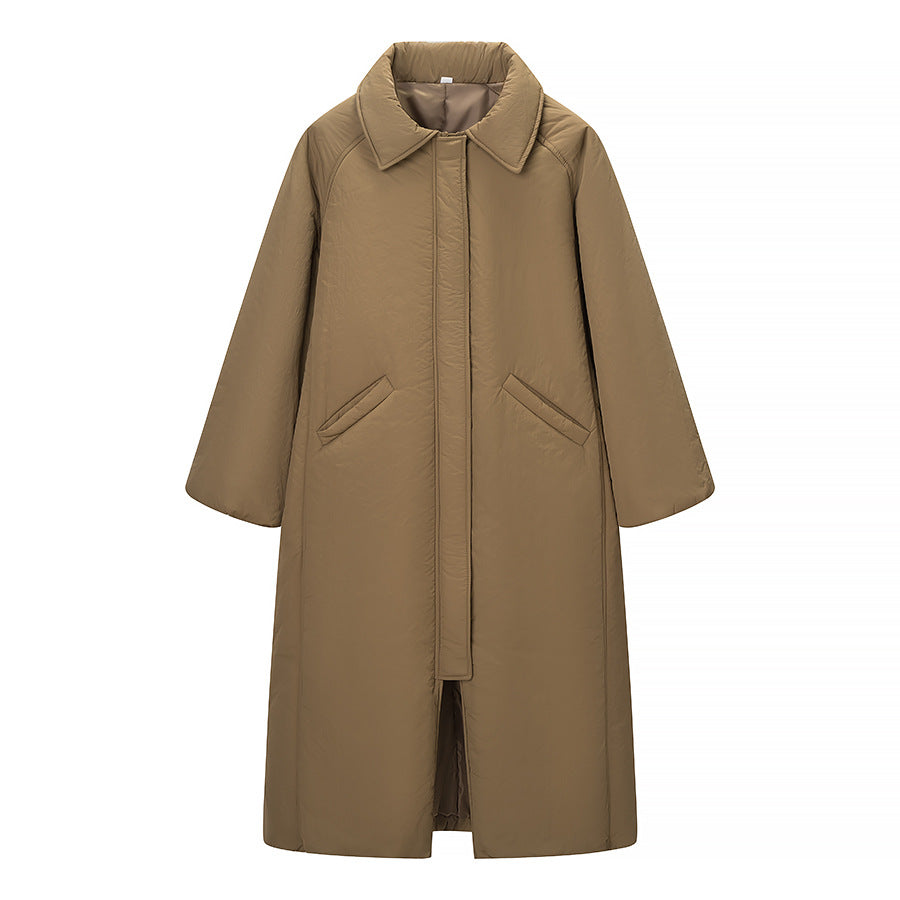 Women's oversized padded cocoon coat with concealed button placket and dropped shoulders Fashion Glam