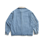Unisex Boxy Jeans Jacket with Cord Collar, Snap Button Placket and Side Pockets Fashion Glam